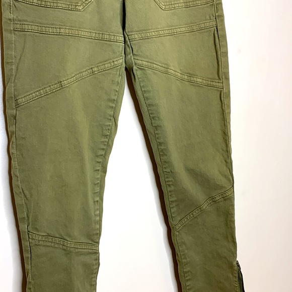 BDG | Moss Green Straight Moto Jeans | Skinny | Bottom Leg Zippers Size 26 - Picture 5 of 11